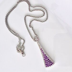 Sterling Silver and Purple Amethyst Gemstone Pendant Necklace